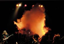 Slayer Hell Awaits album back cover jacket photo, by Harald Oimoen from MURDER IN THE FRONT ROW, murderinthefrontrow.com
