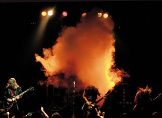 ROOTS of SLAYER’s Hell Awaits | on SiriusXM Slayer Hell Awaits album back cover jacket photo, by Harald Oimoen from MURDER IN THE FRONT ROW, murderinthefrontrow.com